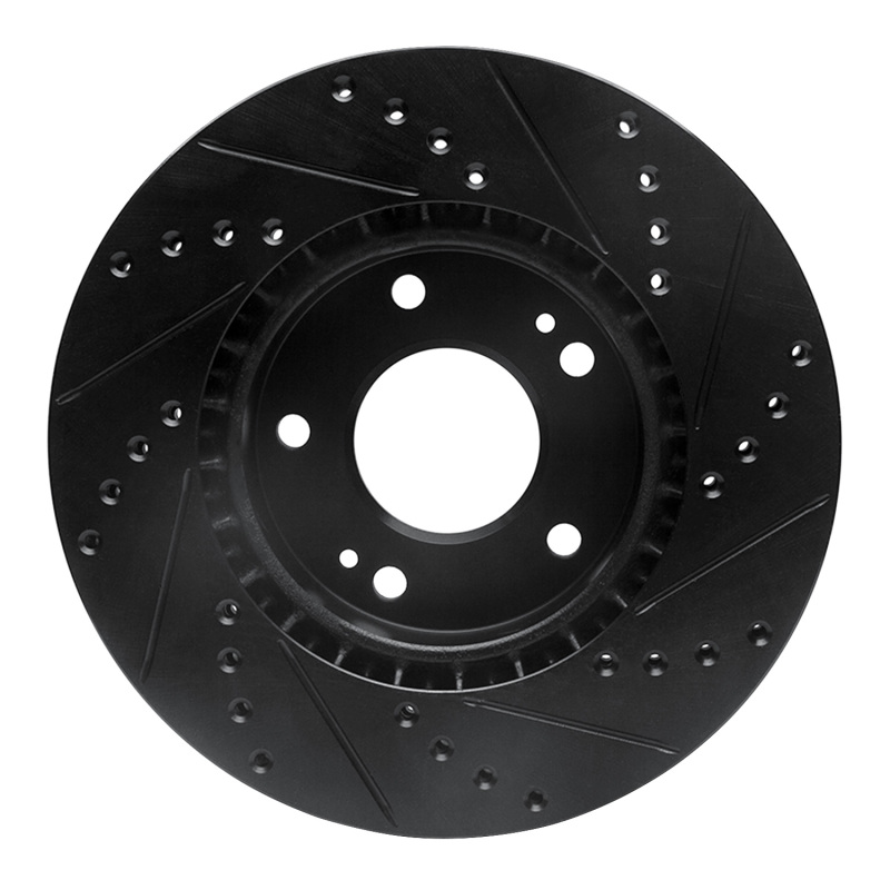 Kia Forte Brake Rotor (1) - Front Left - R1 Concepts - Drilled & Slotted - Black - `10-`13